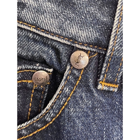 ✨Authentic Extremely Rare Yves Saint Laurent YSL Logo Blue Denim Jeans Pants